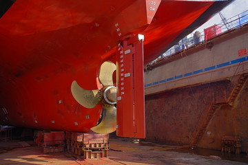 Tanker vessel at dry dock / shipyard