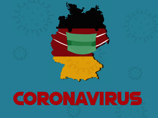 map of germany with a mask to fight the coronavirus