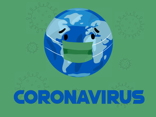 map of the earth with a mask to fight the coronavirus
