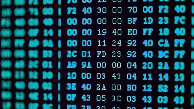 Program HEX code on PC screen, text and graphical information