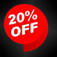 Holiday Sale Banner, 20% OFF Special Offer Ad. Discount Promotion Vector Banner. Price Discount Offer. Season Sale Promo Sticker colorful background.