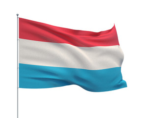 Waving flags of the world - flag of Luxembourg.  Isolated on WHITE background 3D illustration.