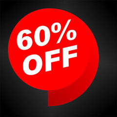Holiday Sale Banner, 60% OFF Special Offer Ad. Discount Promotion Vector Banner. Price Discount Offer. Season Sale Promo Sticker colorful background.