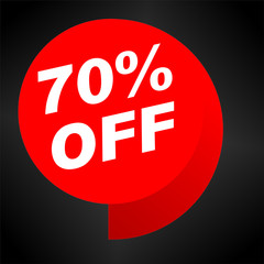 Holiday Sale Banner, 70% OFF Special Offer Ad. Discount Promotion Vector Banner. Price Discount Offer. Season Sale Promo Sticker colorful background.