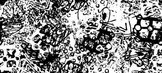 Black and white seamless grunge background. Abstract repeating texture. Monochrome template for printing