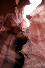 Page, Arizona / USA - August 05, 2015: Rock formations inside Upper Antelope Canyon, Page, Arizona, USA