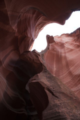 Page, Arizona / USA - August 05, 2015: Rock formations inside Upper Antelope Canyon, Page, Arizona, USA