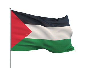 Waving flags of the world - flag of Palestine.  Isolated on WHITE background 3D illustration.