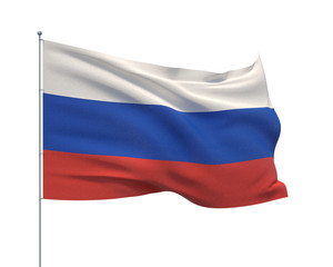 Fototapeta na wymiar Waving flags of the world - flag of Russia. Isolated on WHITE background 3D illustration.