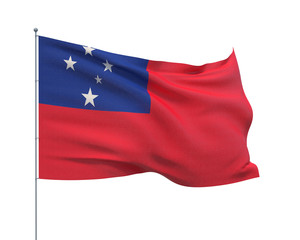 Waving flags of the world - flag of Samoa.  Isolated on WHITE background 3D illustration.