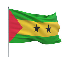 Obraz premium Waving flags of the world - flag of Sao Tome and Principe. Isolated on WHITE background 3D illustration.
