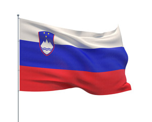 Waving flags of the world - flag of Slovenia.  Isolated on WHITE background 3D illustration.