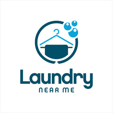 simple round hanger with bubbles vector best for laundry or industrial logo design template