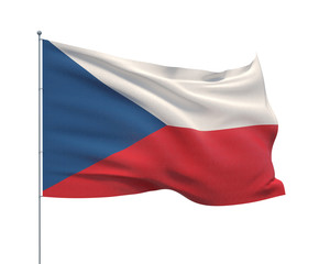Fototapeta na wymiar Waving flags of the world - flag of Czech Republic. Isolated on WHITE background 3D illustration.