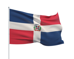 Waving flags of the world - flag of Dominican Republic. Isolated on WHITE background 3D illustration.