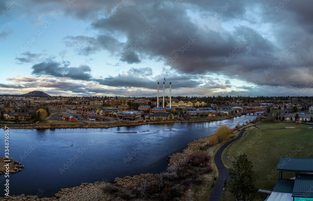 Wall mural High Resolution Panorama Aerial View of Old Mill in Bend Oregon