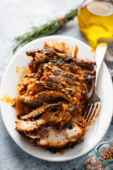 Baked pork with spices and herbs