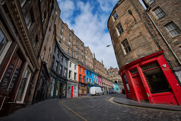 Empty streets of Edinburgh during quarantine of Covid-19: Victoria Street