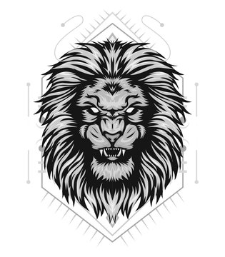 Angry lion king head logo