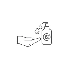antiseptic for hands to avoid corona virus and keep hands clean vector icon isolated on white background