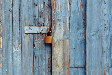 new lock on old wooden door