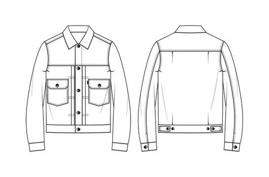 Jean jacket Front and back Stock Vector  Adobe Stock