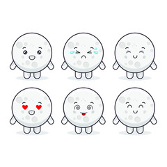 Cute Moon Characters With Various Expression