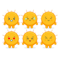 Cute Sun Characters With Various Expressions