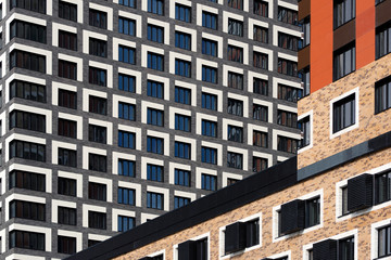 Abstract geometric texture of modern residential high-rise buildings