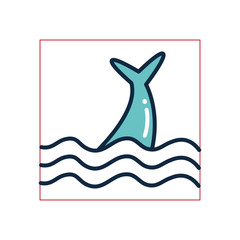 Isolated dolphin tail fill style icon vector design