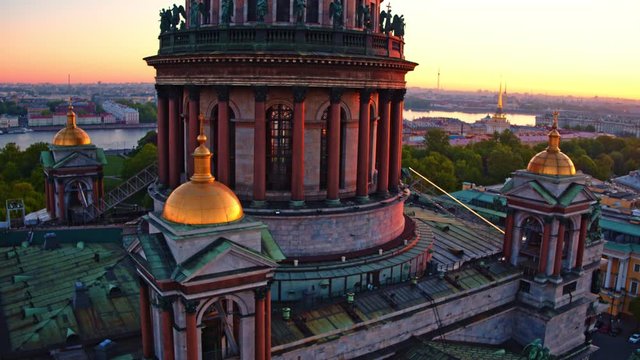 beautiful view of Saint Petersburg from a drone