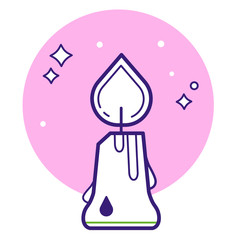 Stylized Cute candle icon. Easter pink vector set. Candle light. Christmas