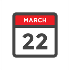 Fototapeta premium March 22 calendar icon with day of month