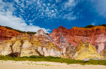 Colorful cliffs on the beaches of Coruripe, Alagoas, Brazil on December 12, 2005