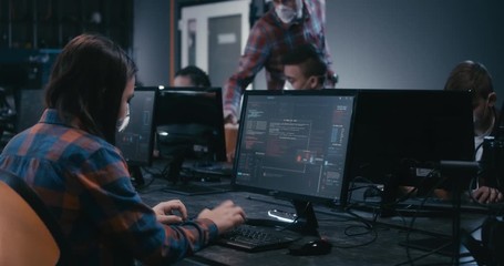 Students learning programming in school