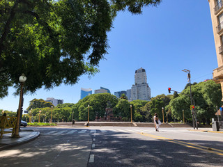 Beautiful buildings and architecture in downtown Buenos Aires in Argentina with blue sky in summer...