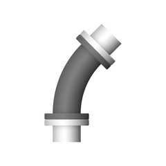 Pipe vector icon. Made from steel or metal connection by flange fitting fixing by screw and bolt. Part for pipeline construction to transport oil and gas in industry, water in plumbing and irrigation.