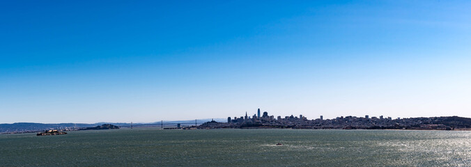 San Francisco Skyline photo of City and Bay Bridge, San francisco, California, USA, March 31, 2020