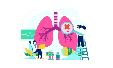 Pulmonology concept. Lungs healthcare persons. Vector flat illustration