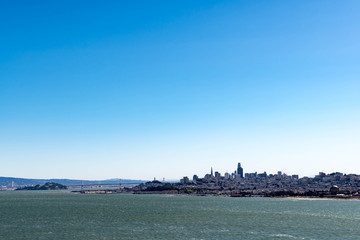 San Francisco Skyline photo of City and Bay Bridge, San francisco, California, USA, March 31, 2020