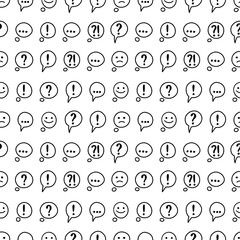 Seamless pattern with hand-drawn messaging icons. Texting, instant messaging pattern.