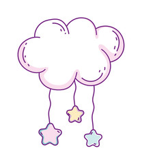 Isolated cloud shape with stars vector design