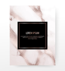 Elegant marble template with rose gold texture.