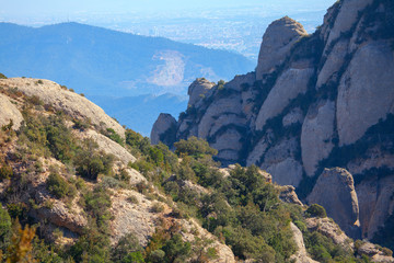 Rocky mountain scenery with majestic cliffs 