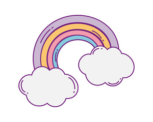 Isolated rainbow and cloud vector design
