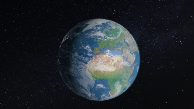 Spinning earth closing in to India. 3D rendering.