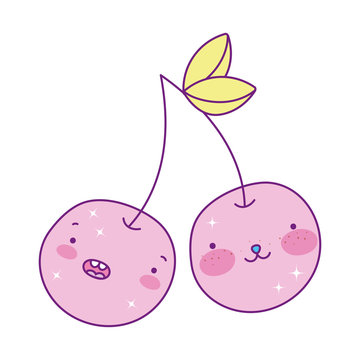 Kawaii cherries cartoons vector design