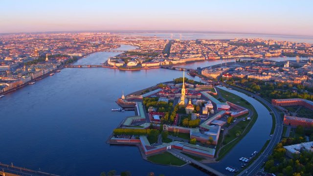 beautiful view of Saint Petersburg from a drone