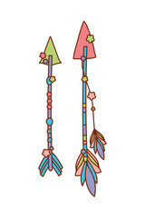 Isolated boho arrows with feathers vector design