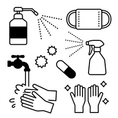 感染症予防のイラストアイコン